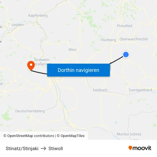 Stinatz/Stinjaki to Stiwoll map