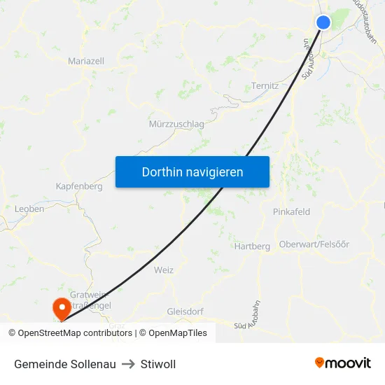 Gemeinde Sollenau to Stiwoll map
