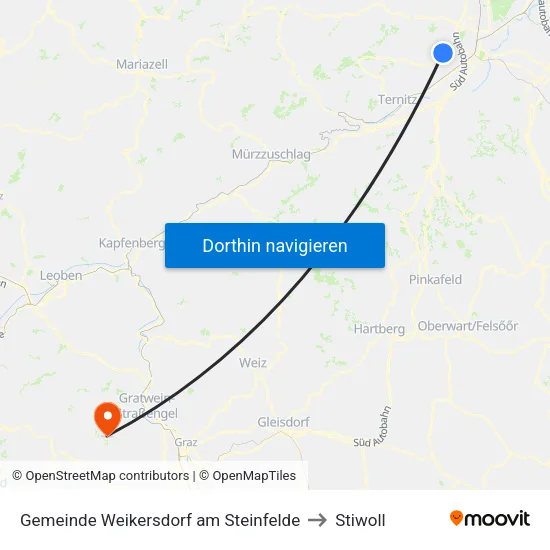 Gemeinde Weikersdorf am Steinfelde to Stiwoll map