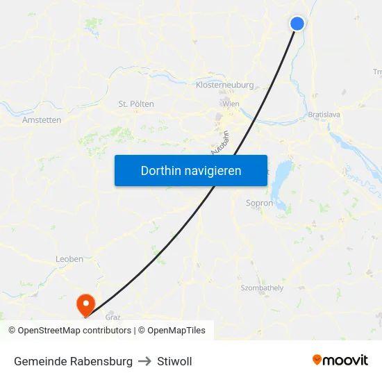 Gemeinde Rabensburg to Stiwoll map