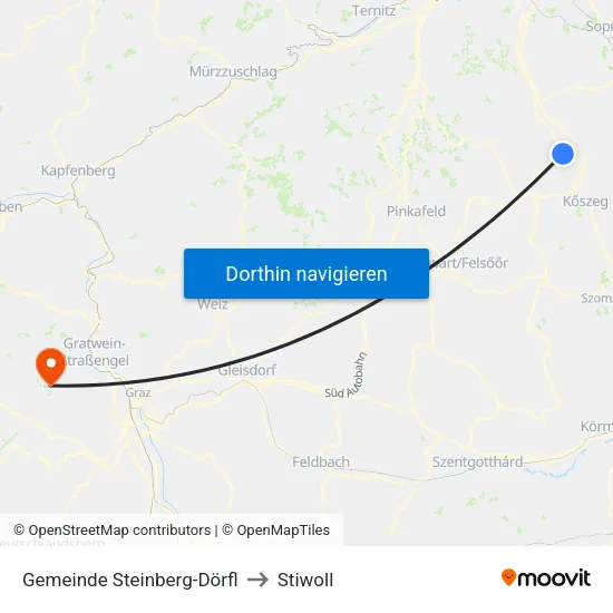 Gemeinde Steinberg-Dörfl to Stiwoll map