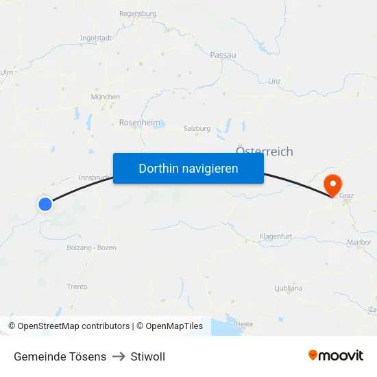 Gemeinde Tösens to Stiwoll map