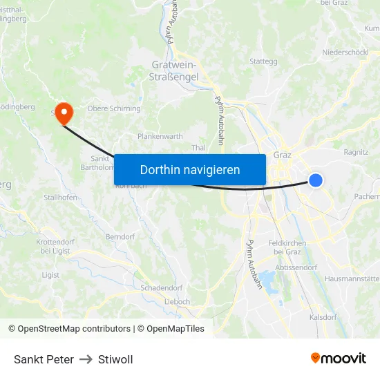 Sankt Peter to Stiwoll map