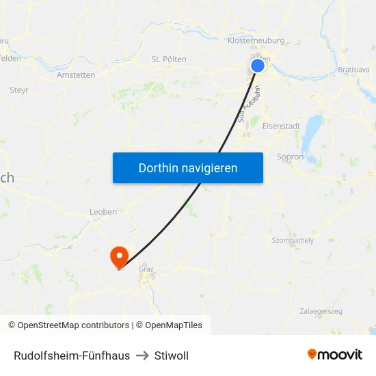 Rudolfsheim-Fünfhaus to Stiwoll map