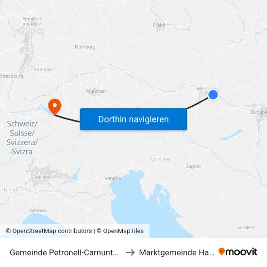 Gemeinde Petronell-Carnuntum to Marktgemeinde Hard map