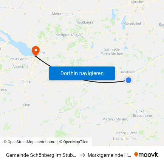 Gemeinde Schönberg Im Stubaital to Marktgemeinde Hard map