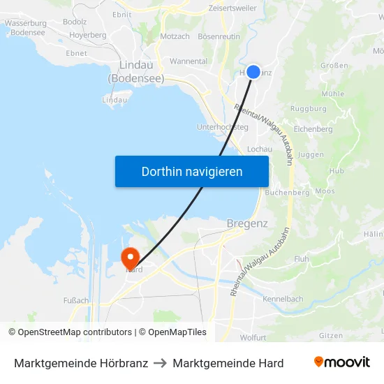 Marktgemeinde Hörbranz to Marktgemeinde Hard map