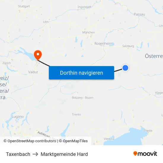 Taxenbach to Marktgemeinde Hard map