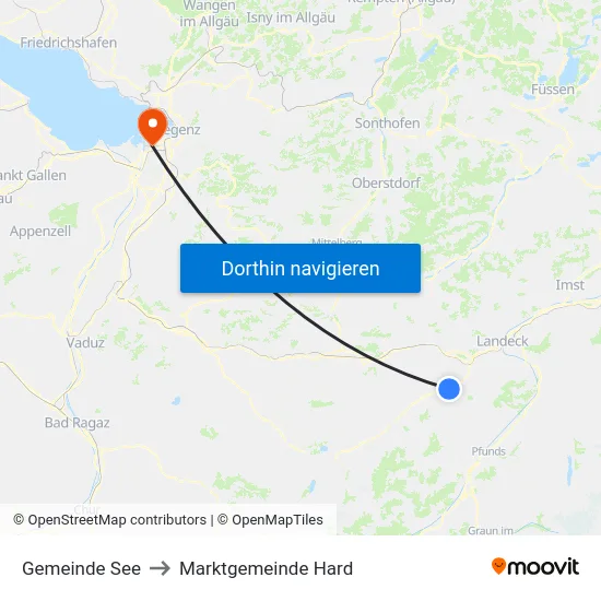Gemeinde See to Marktgemeinde Hard map