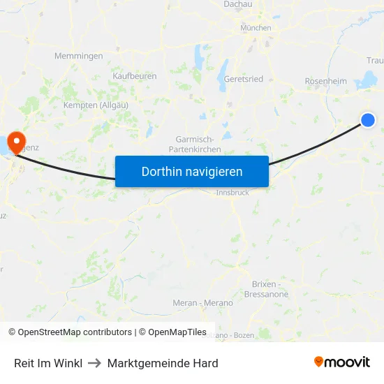 Reit Im Winkl to Marktgemeinde Hard map