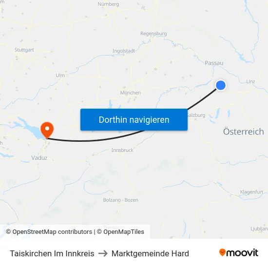 Taiskirchen Im Innkreis to Marktgemeinde Hard map