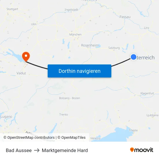 Bad Aussee to Marktgemeinde Hard map