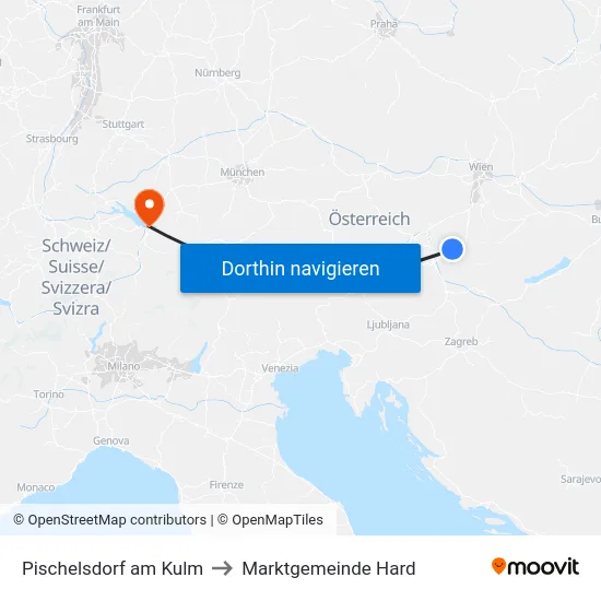 Pischelsdorf am Kulm to Marktgemeinde Hard map