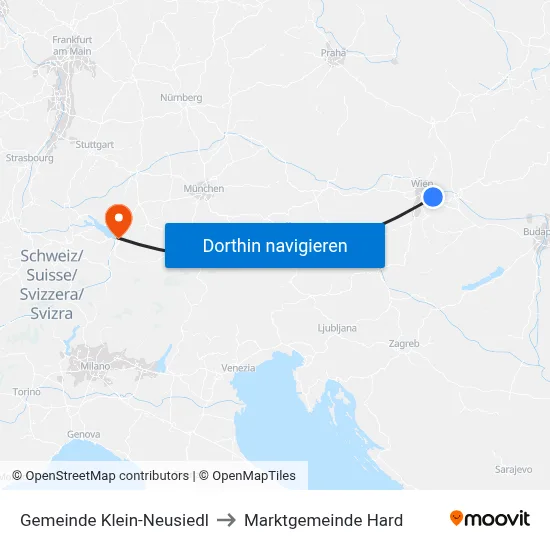 Gemeinde Klein-Neusiedl to Marktgemeinde Hard map