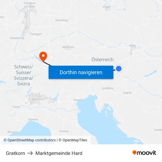 Gratkorn to Marktgemeinde Hard map