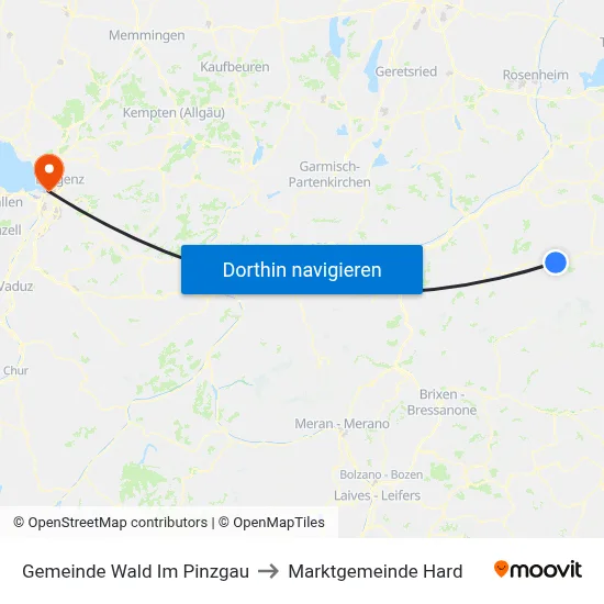 Gemeinde Wald Im Pinzgau to Marktgemeinde Hard map