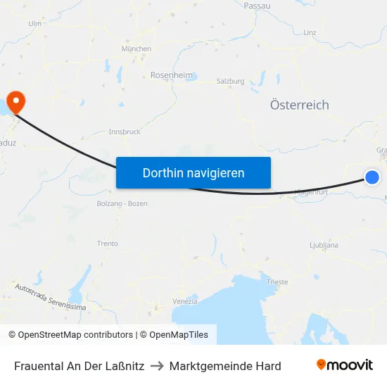 Frauental An Der Laßnitz to Marktgemeinde Hard map