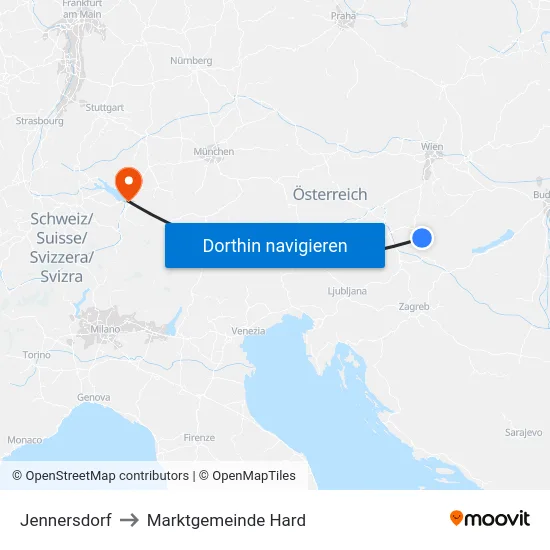 Jennersdorf to Marktgemeinde Hard map
