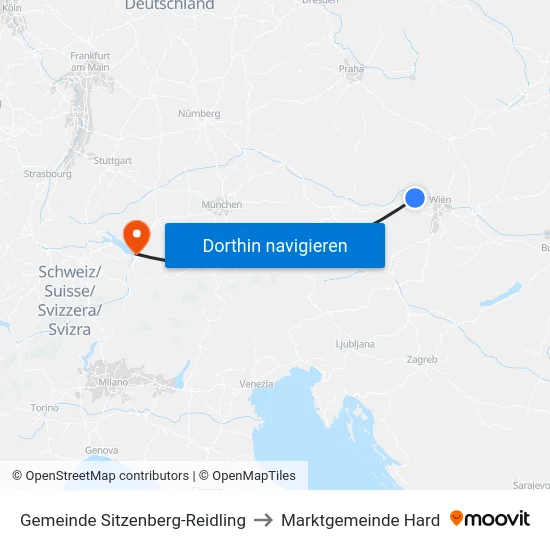 Gemeinde Sitzenberg-Reidling to Marktgemeinde Hard map