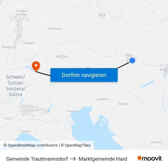 Gemeinde Trautmannsdorf to Marktgemeinde Hard map