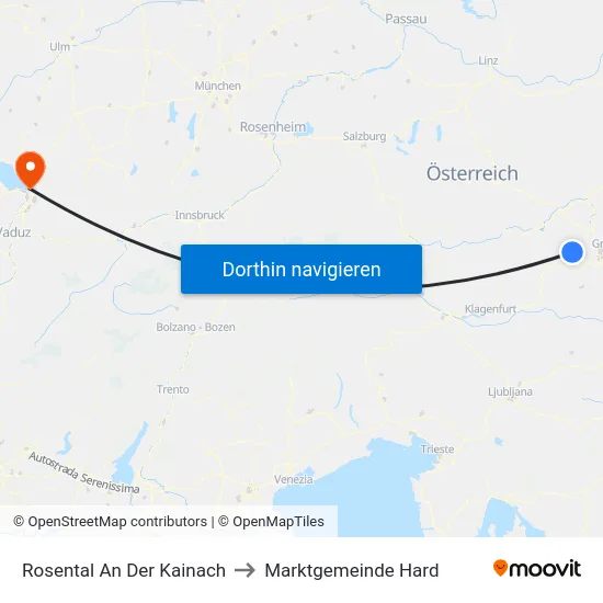 Rosental An Der Kainach to Marktgemeinde Hard map
