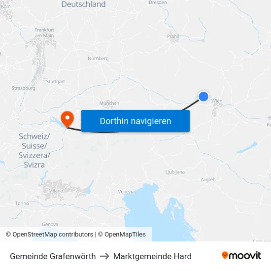 Gemeinde Grafenwörth to Marktgemeinde Hard map