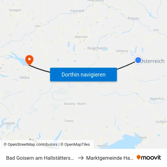 Bad Goisern am Hallstättersee to Marktgemeinde Hard map