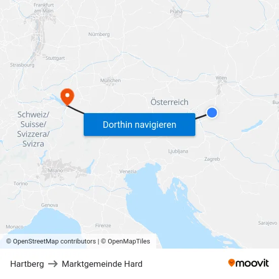 Hartberg to Marktgemeinde Hard map