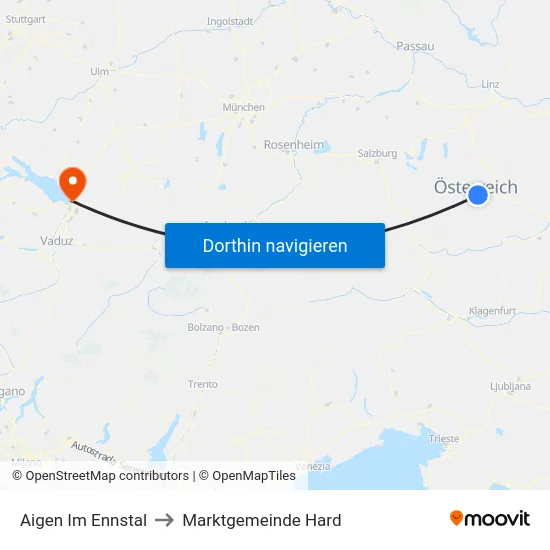 Aigen Im Ennstal to Marktgemeinde Hard map