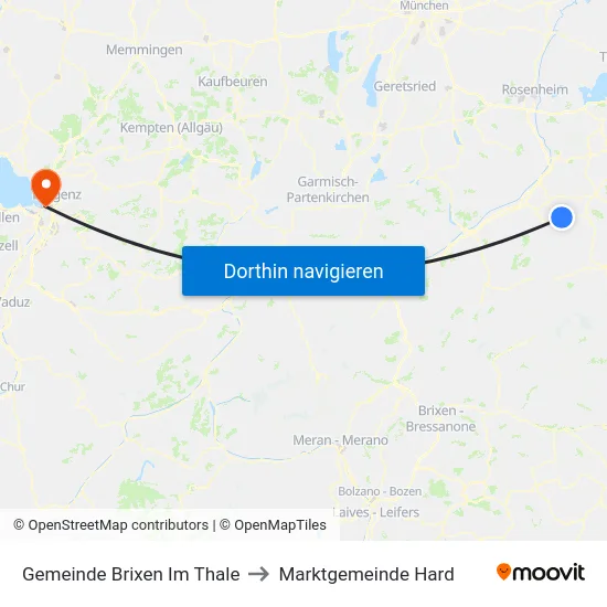 Gemeinde Brixen Im Thale to Marktgemeinde Hard map