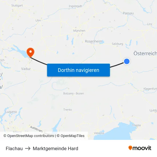 Flachau to Marktgemeinde Hard map