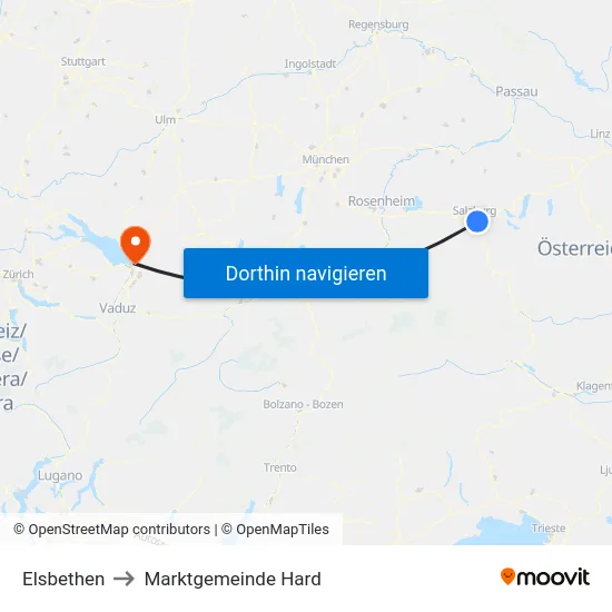 Elsbethen to Marktgemeinde Hard map