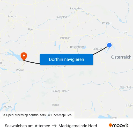 Seewalchen am Attersee to Marktgemeinde Hard map