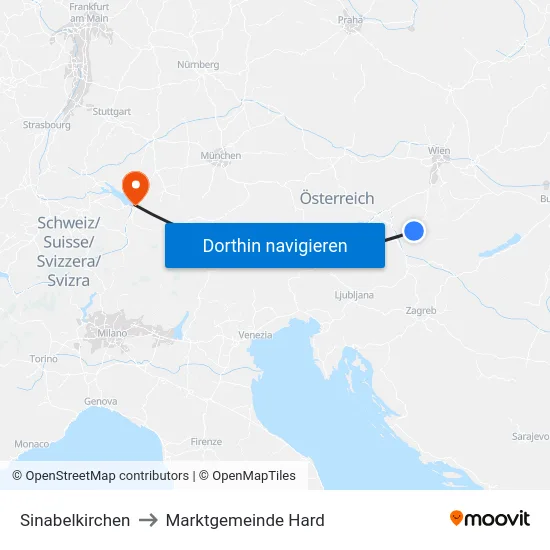 Sinabelkirchen to Marktgemeinde Hard map