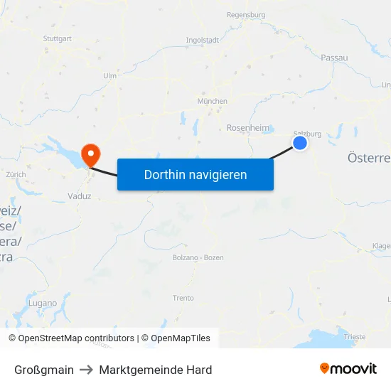 Großgmain to Marktgemeinde Hard map