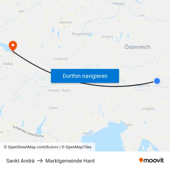 Sankt Andrä to Marktgemeinde Hard map