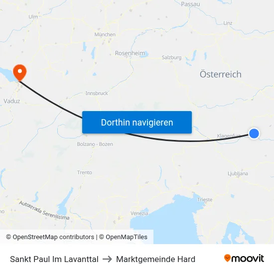 Sankt Paul Im Lavanttal to Marktgemeinde Hard map