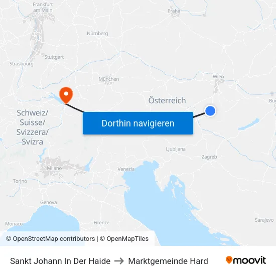 Sankt Johann In Der Haide to Marktgemeinde Hard map
