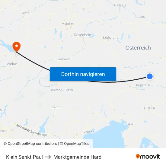 Klein Sankt Paul to Marktgemeinde Hard map