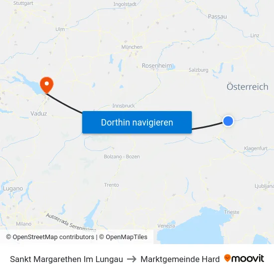 Sankt Margarethen Im Lungau to Marktgemeinde Hard map