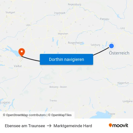 Ebensee am Traunsee to Marktgemeinde Hard map