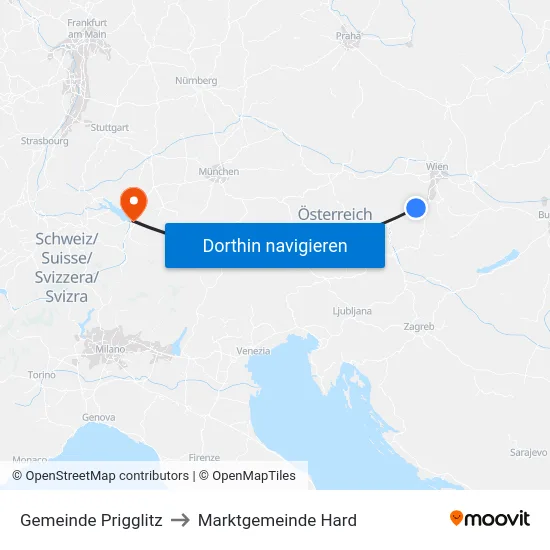 Gemeinde Prigglitz to Marktgemeinde Hard map