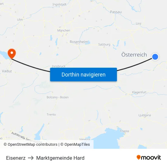 Eisenerz to Marktgemeinde Hard map