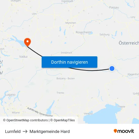 Lurnfeld to Marktgemeinde Hard map