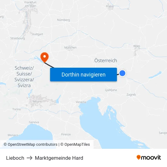 Lieboch to Marktgemeinde Hard map