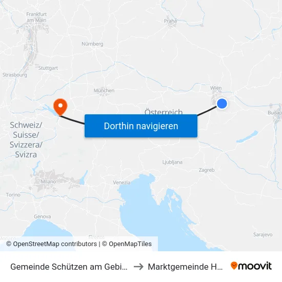 Gemeinde Schützen am Gebirge to Marktgemeinde Hard map