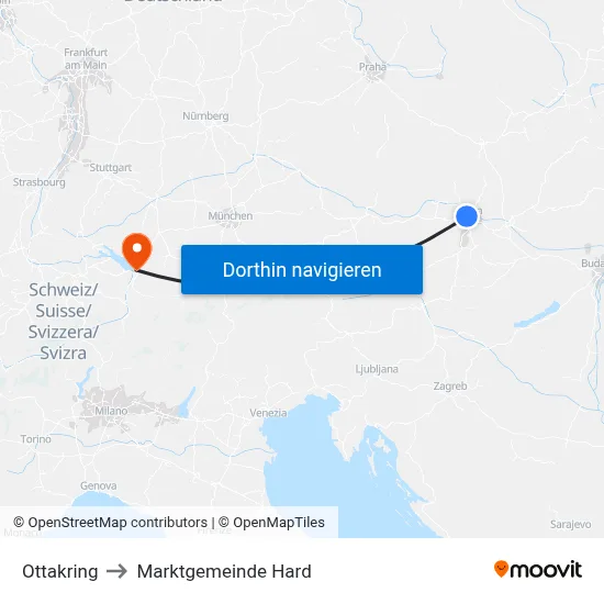 Ottakring to Marktgemeinde Hard map