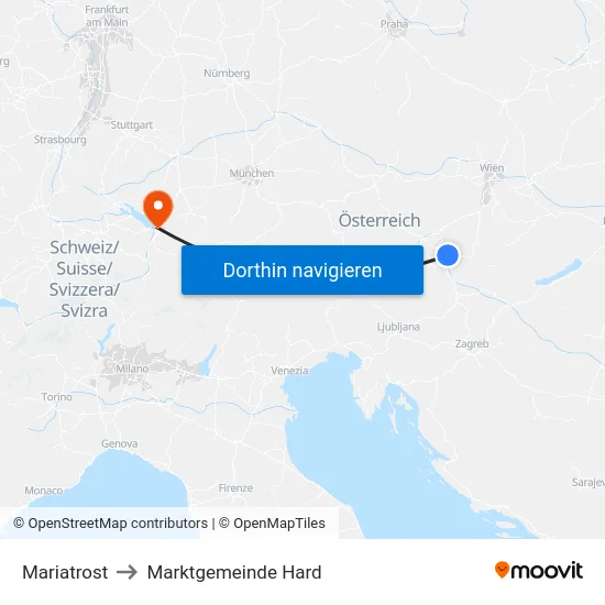 Mariatrost to Marktgemeinde Hard map