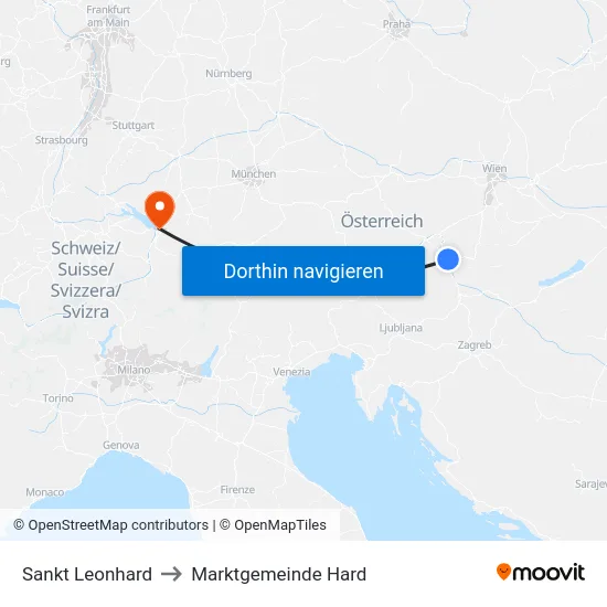 Sankt Leonhard to Marktgemeinde Hard map