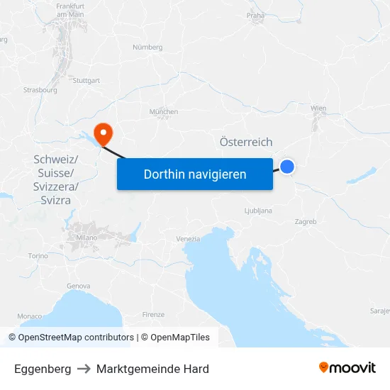 Eggenberg to Marktgemeinde Hard map